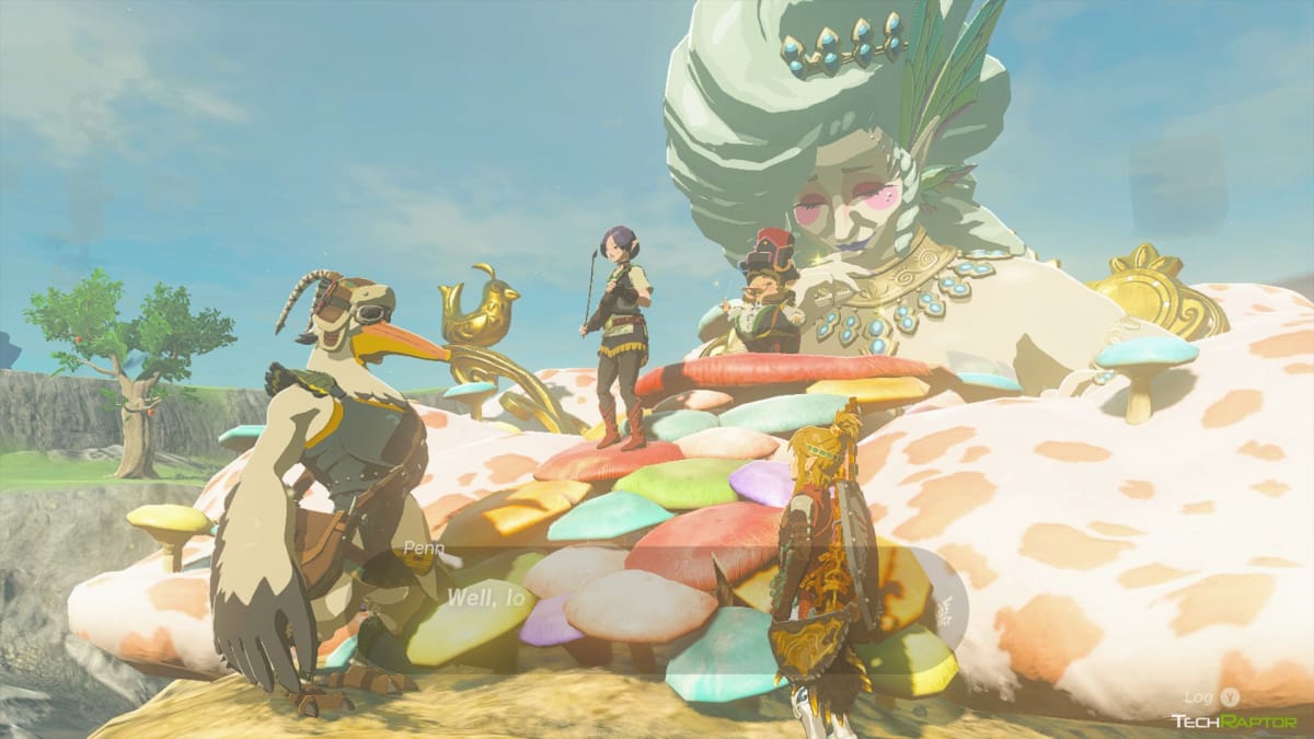Link and the musicians standing in front of the Great Fairy