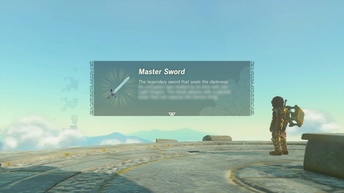 The inventory pop up box when you get the Tears of the Kingdom Master Sword