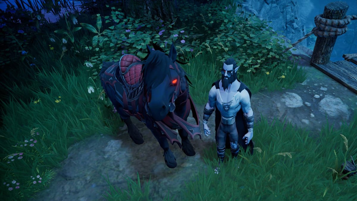 V Rising Horse Guide - Cover Image Vampire Standing Next to a Dominated Mount