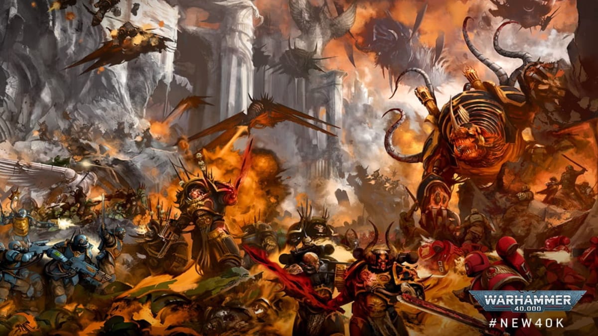 Artwork of an army of Chaos Space Marines from Warhammer 40k 10th Edition
