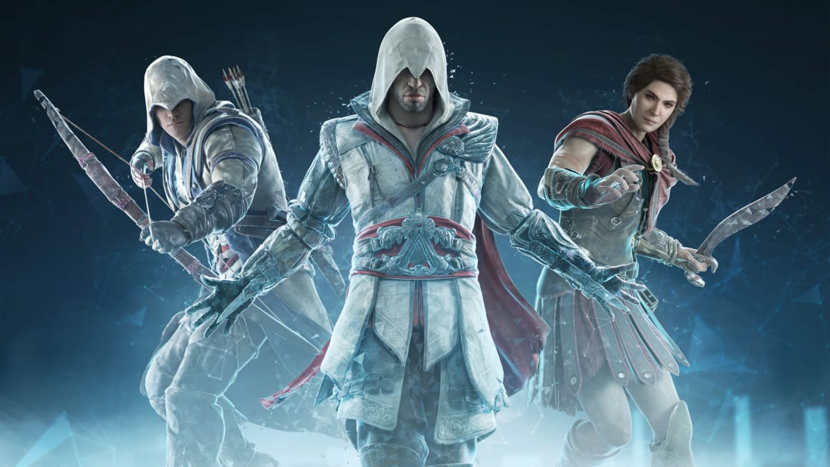 Ezio, Connor, and Kassandra in Assassin's Creed Nexus VR, one of the Assassin's Creed games focused on in Ubisoft Forward