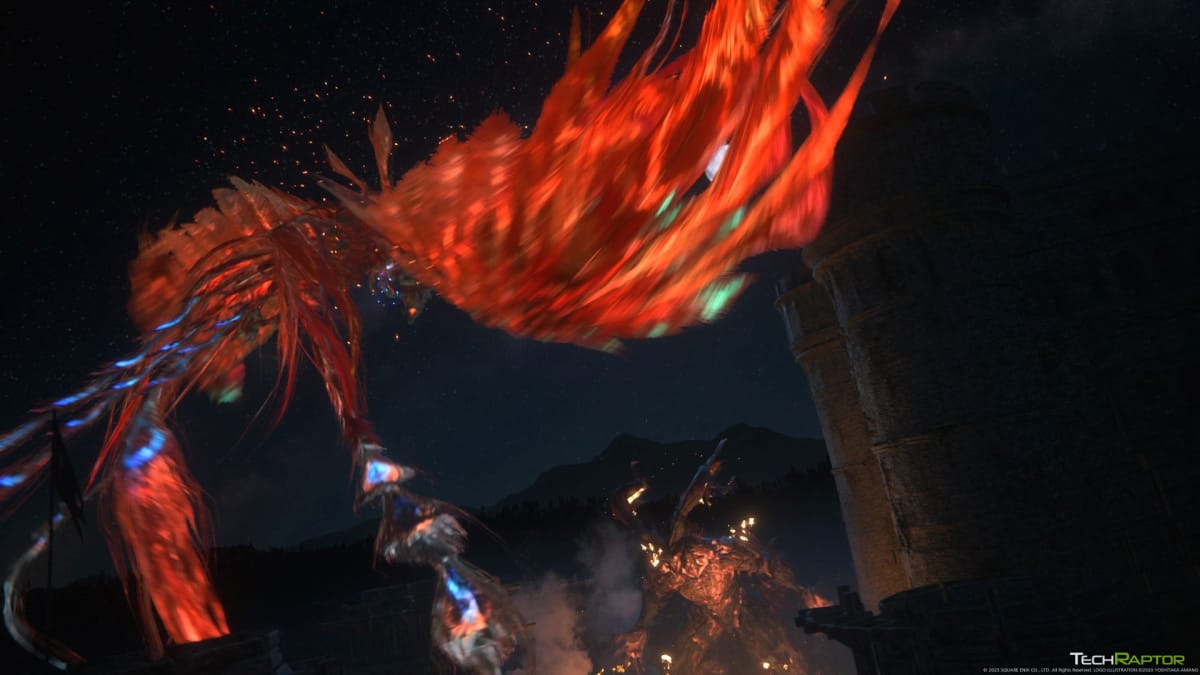 Ifrit and the Phoenix fighting in Final Fantasy XVI