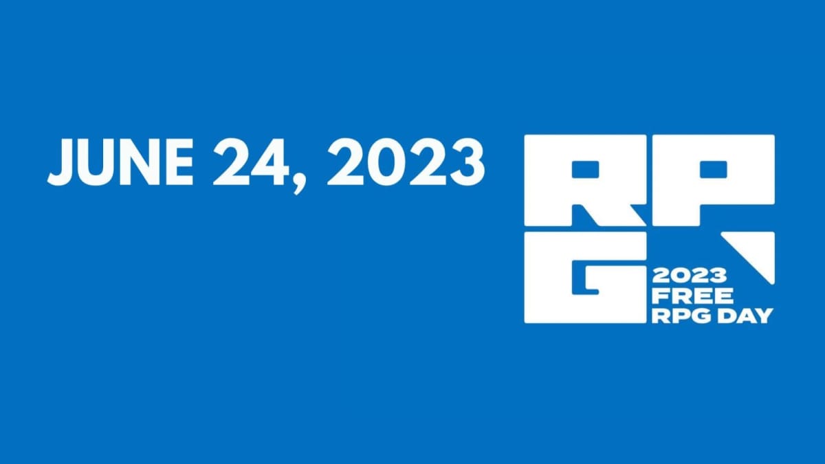 The logo for Free RPG Day 2023 on a blue background with the date of June 24 2023 visible.