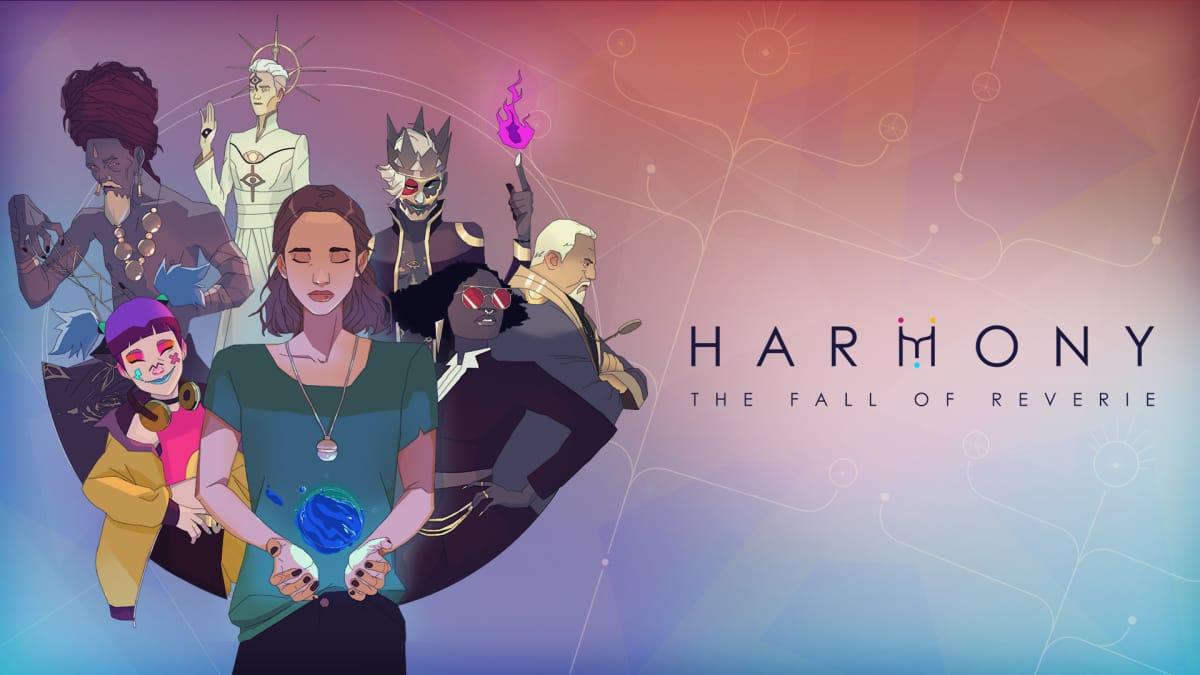 Harmony The Fall of Reverie Key Art of Polly Standing in Foreground With Aspirations Behind Her in a Group