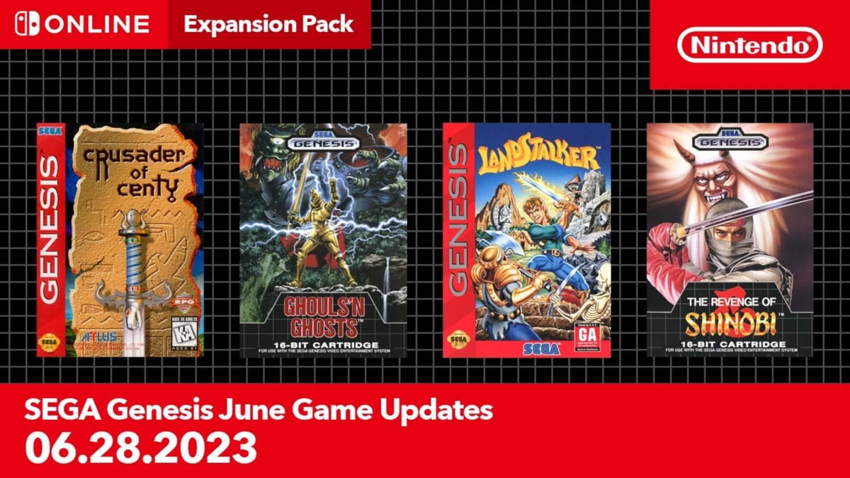 The four games that are being added to the Nintendo Switch Online Genesis lineup in June 2023