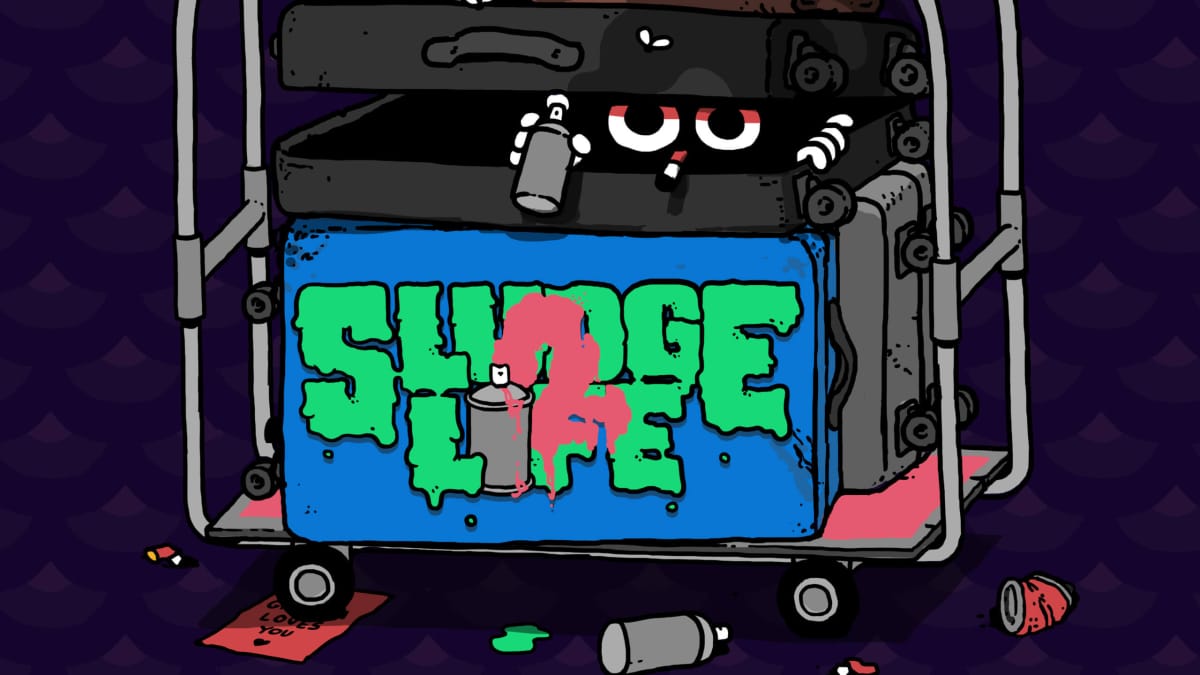 Artwork for Sludge Life 2, depicting a tagger poking their head out of a dumpster