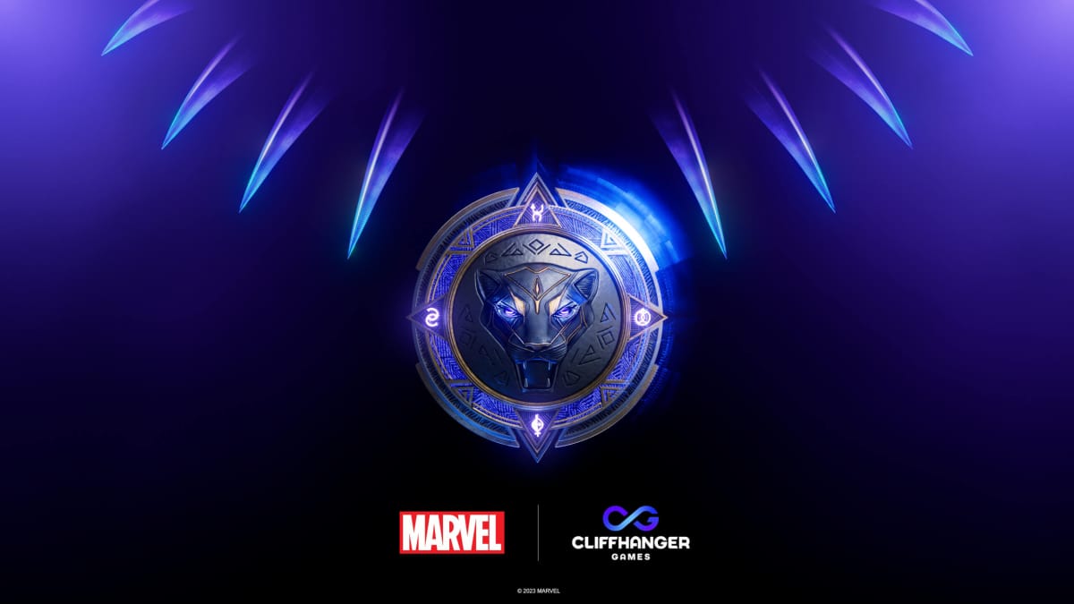 A Black Panther game logo together with the logos of Marvel and Cliffhanger Games