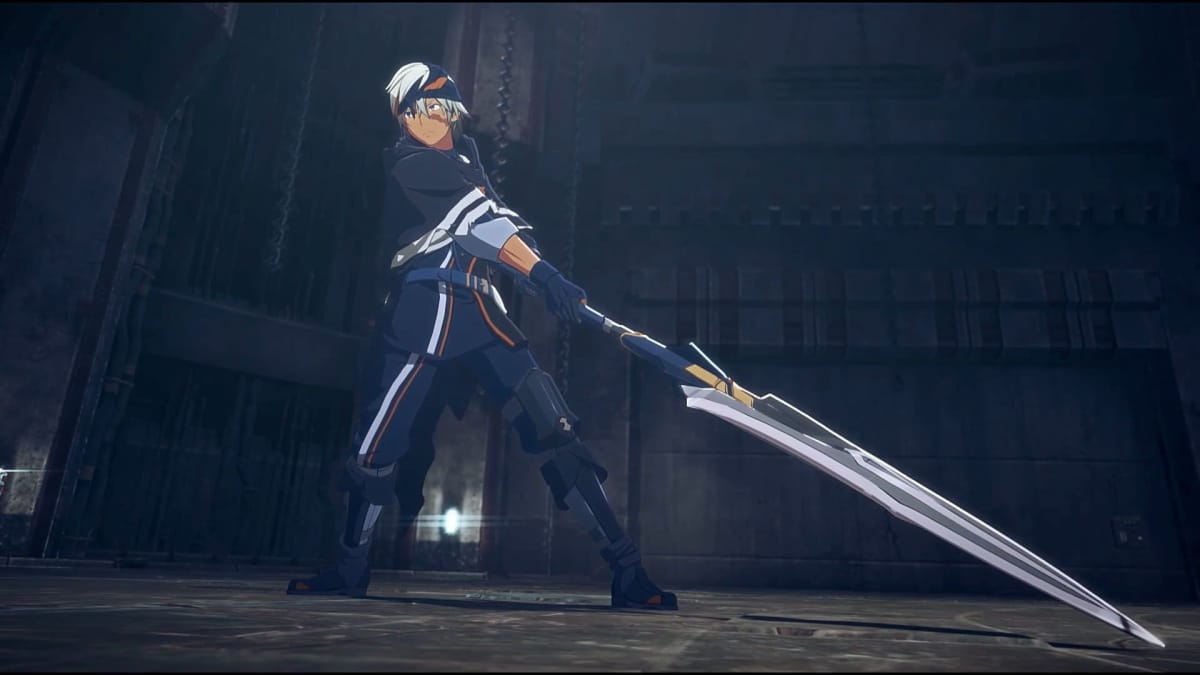 Carvain, one of the major characters in Blue Protocol, readies his spear against enemies