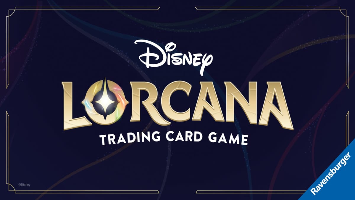 The logo for Disney Lorcana on an ornate leather cover background