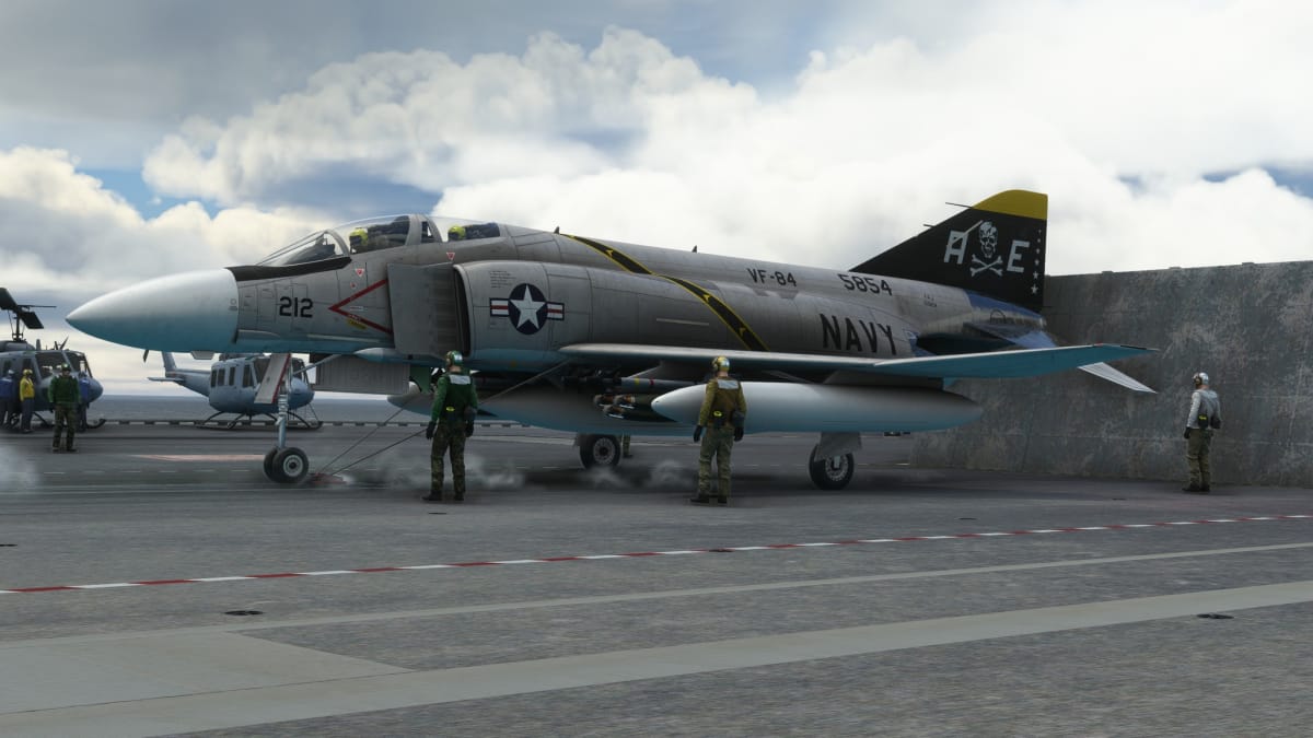 F-4J Phantom on the carrier, ready for take off in Microsoft Flight Simulator