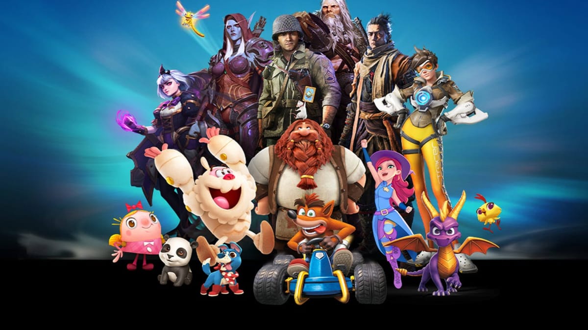Activision Blizzard's raft of characters, including a Call of Duty soldier, Crash Bandicoot, Spyro the Dragon, and more