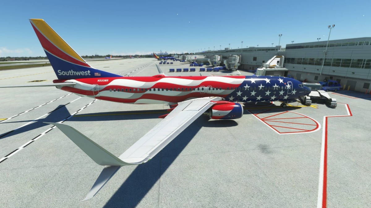 Microsoft Flight Simulator PMDG Boeing 737 in Southwest's Freedom One Livery