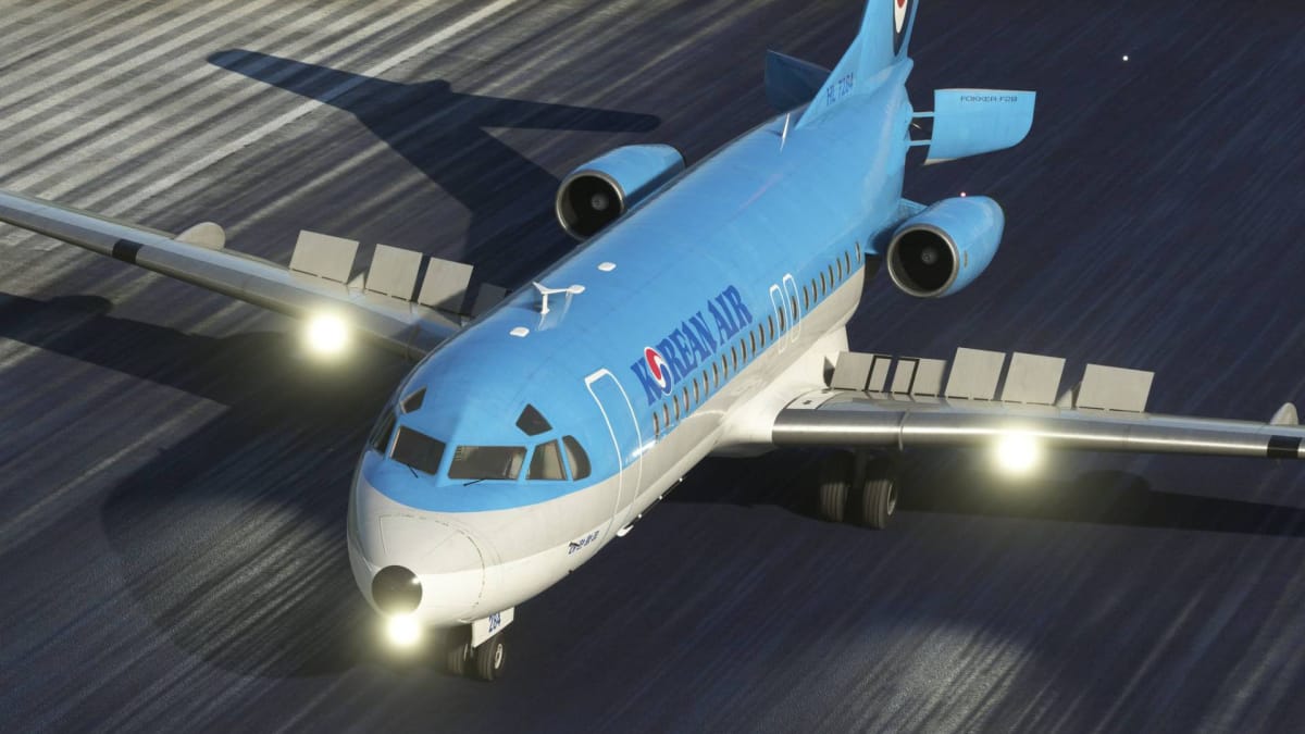 Microsoft Flight Simulator Fokker F28 Fellowship in Korean Airlines Livery