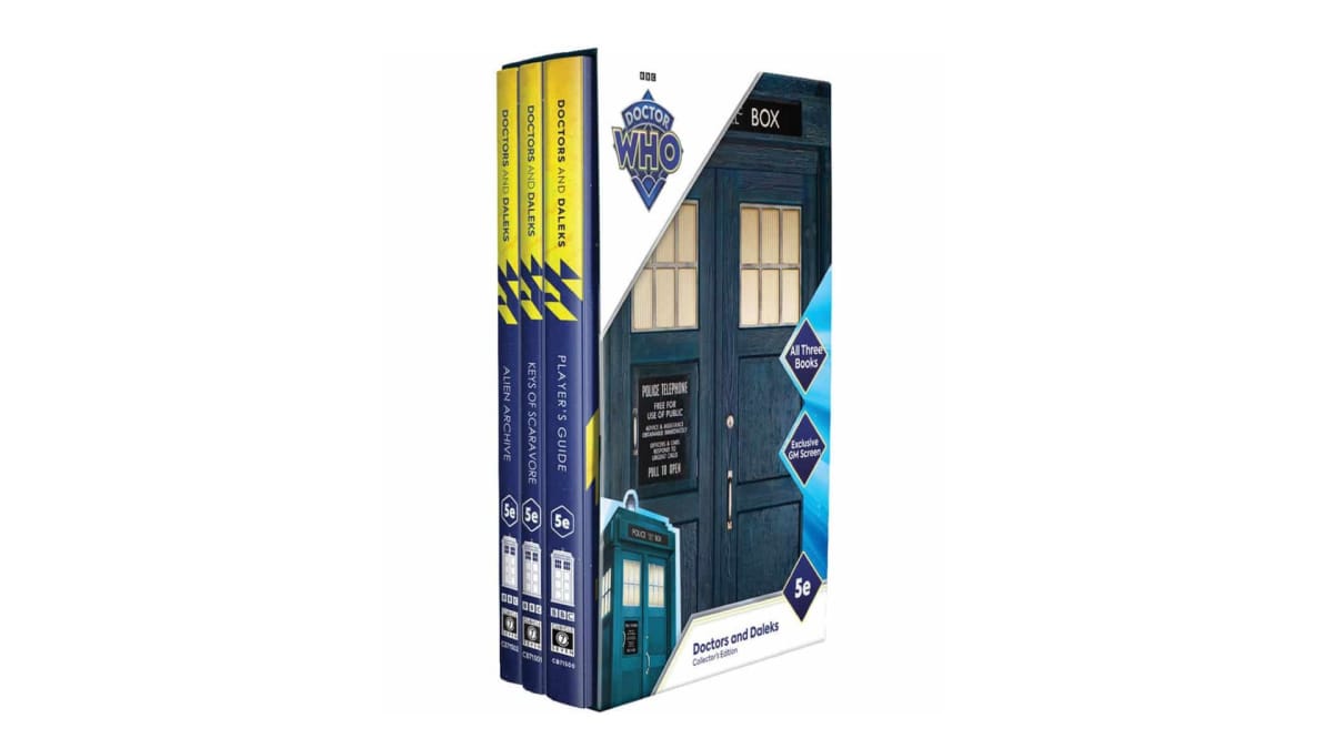 The Collector's Edition of Doctors and Daleks on a white background