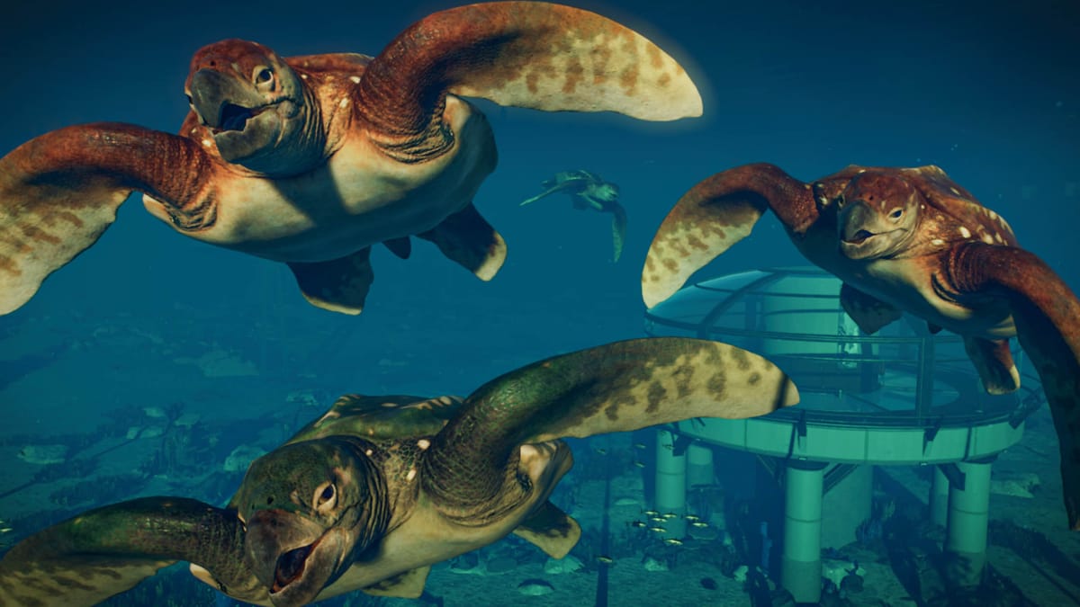 Three Archelon, dinosaurs resembling giant turtles, coming in the new Jurassic World Evolution 2 DLC