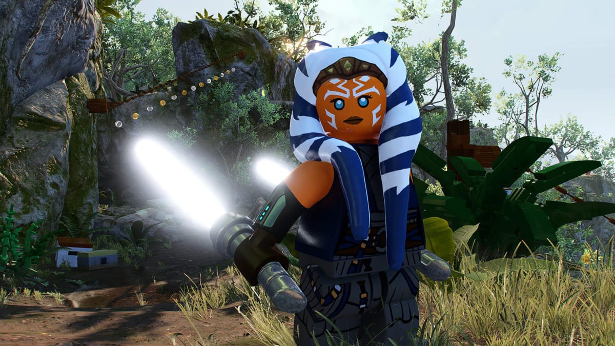 A closeup of Ahsoka Tano in Lego Star Wars: The Skywalker Saga, which has dominated UK boxed charts this week
