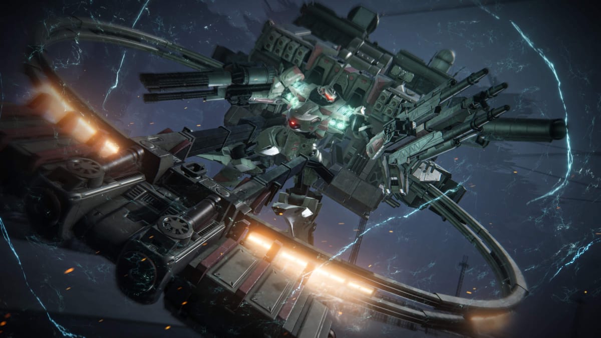 A mech with an impressive-looking weapons rig in Armored Core VI, which has topped the UK boxed sales charts this week