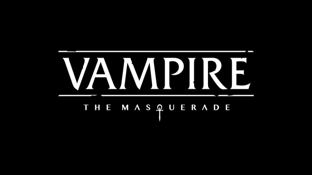The logo for Vampire The Masquerade in white text on a black background. The iconic ankh can be seen below.