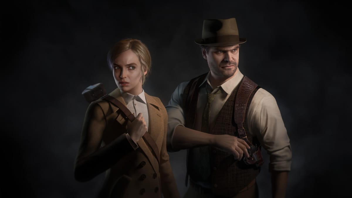 David Harbour and Jodie Comer as Edward Carnby and Emily Hartwood in the upcoming Alone in the Dark