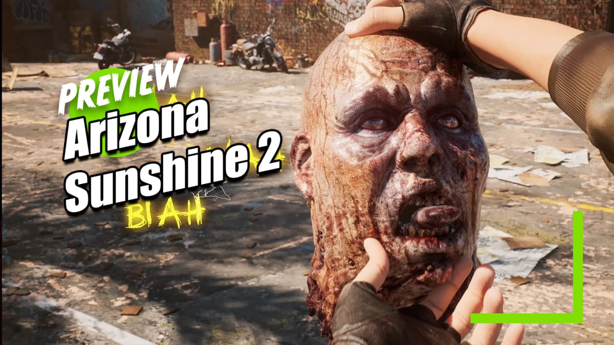 The player character holds up a zombie head and makes it "talk" in Arizona Sunshine 2