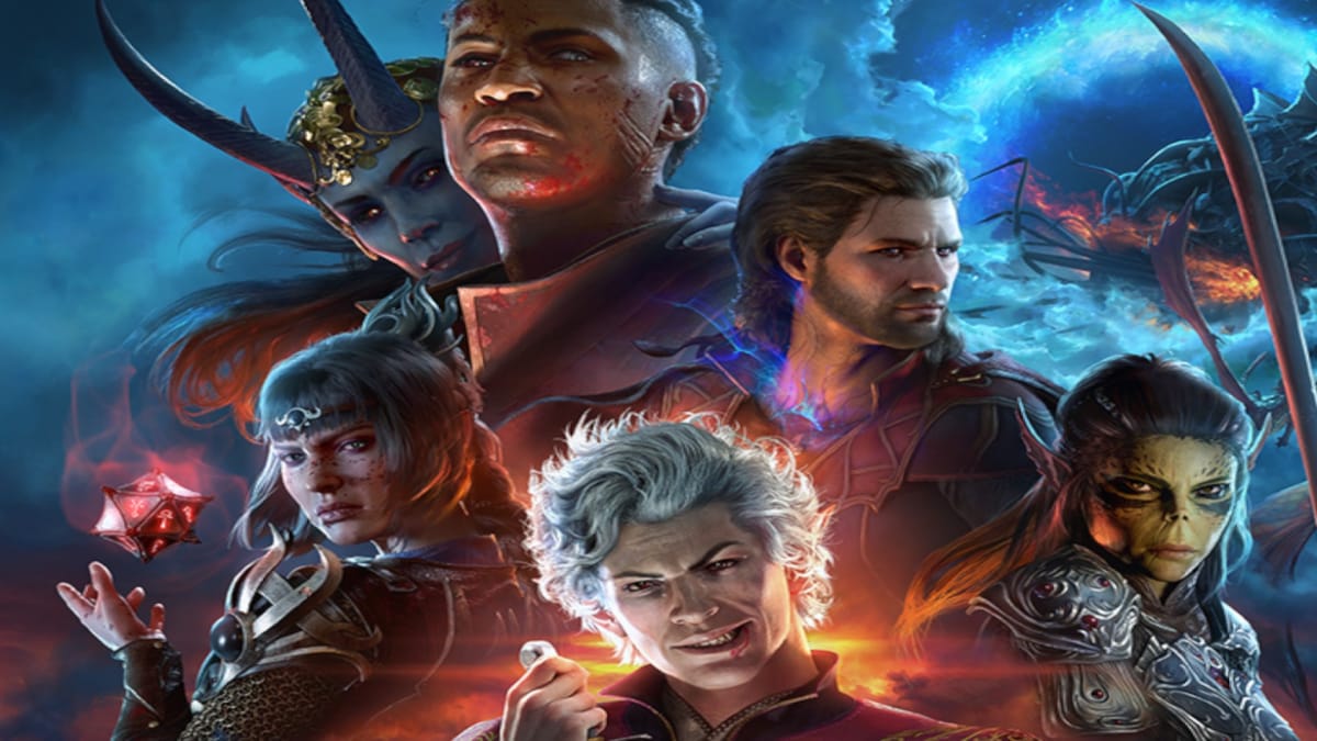 The main cast from Baldur's Gate 3 together in a promotional poster