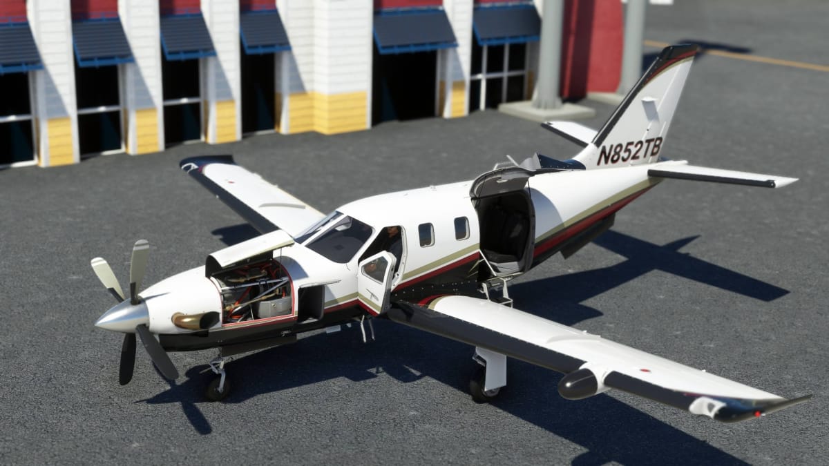 Black Swquare TBM 850 for Microsoft Flight Simulator with engine exposed