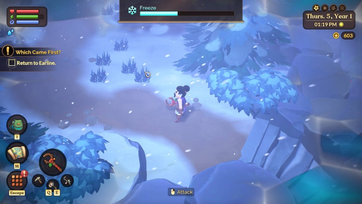 How to Get to the Frozen Plateau Mountains in Fae Farm - Cover Image Freeze Effect on the Player