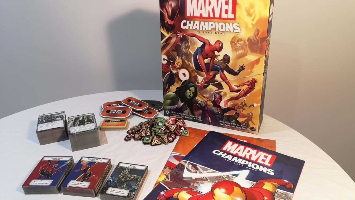 Image of Marvel Champions LCG from Fantasy Flight Games on a table