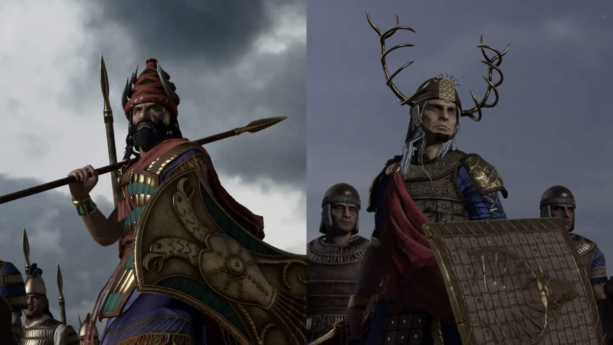 Suppiluliuma and Kurunta, the two faction leaders of the Hittite faction in Total War: Pharaoh