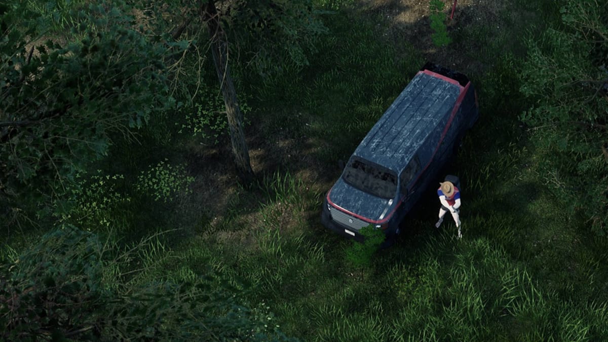 Where to Find a Car in HumanitZ - Cover Image Standing Next to the Levy Swift Vehicle with a Revolver in the Woods