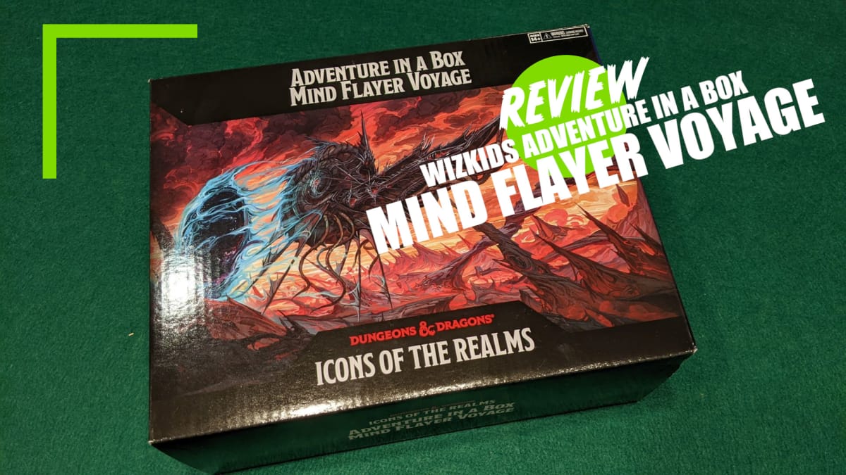 The box for Wizkids Adventure in a Box Mind Flayer Voyage with the TR overlay for a Review