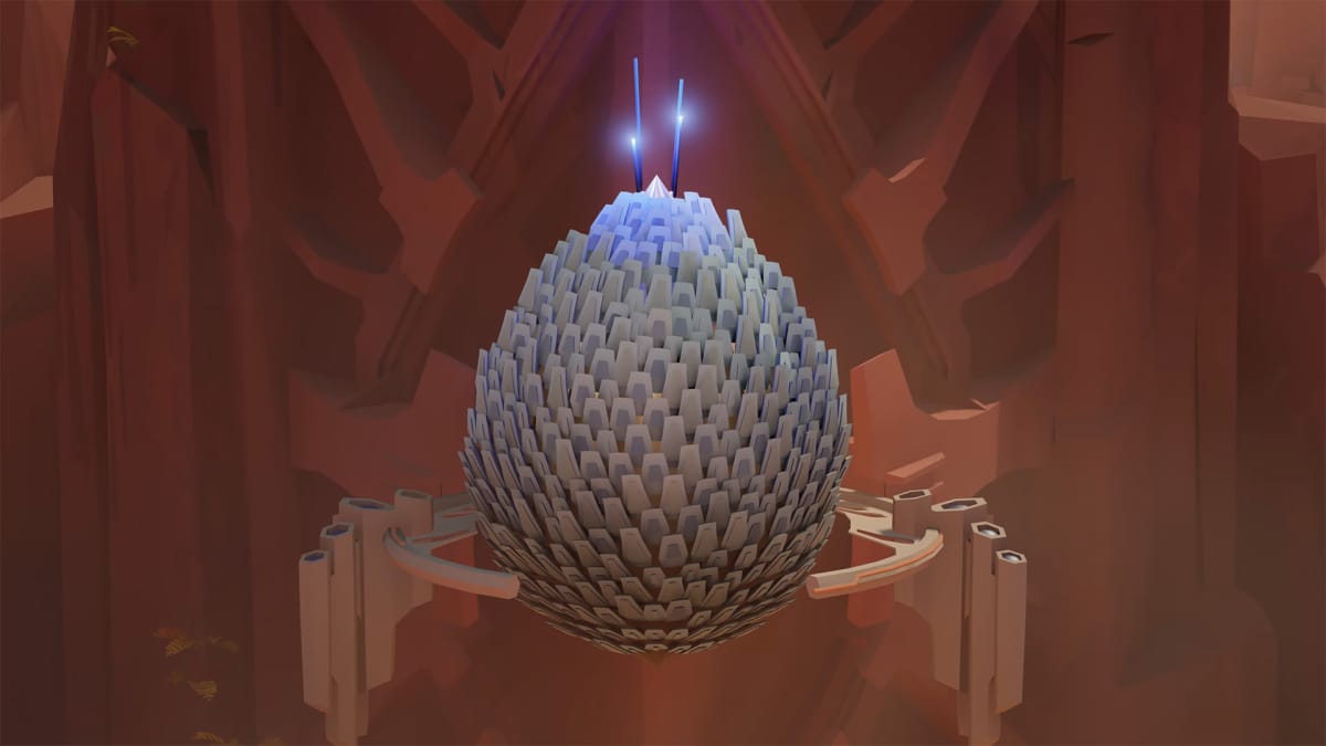 The cocoon that the player character emerges from in the puzzle game Cocoon.