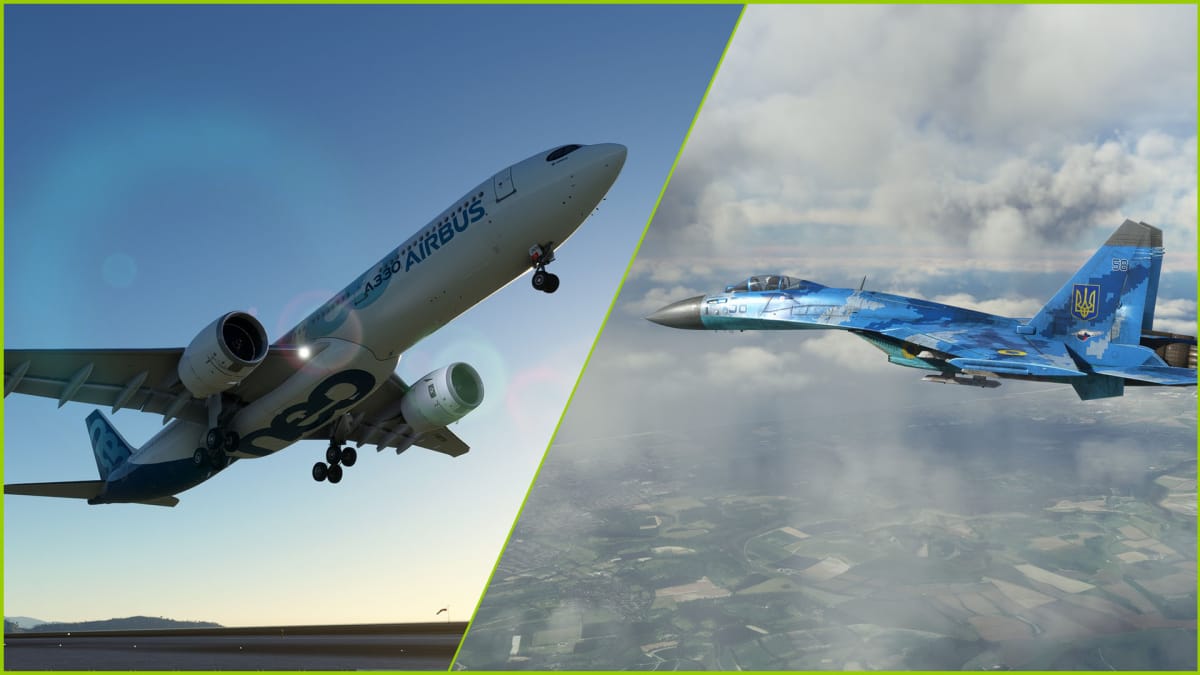 Airbus A330 and Su-27 Flanker in Microsoft Flight Simulator