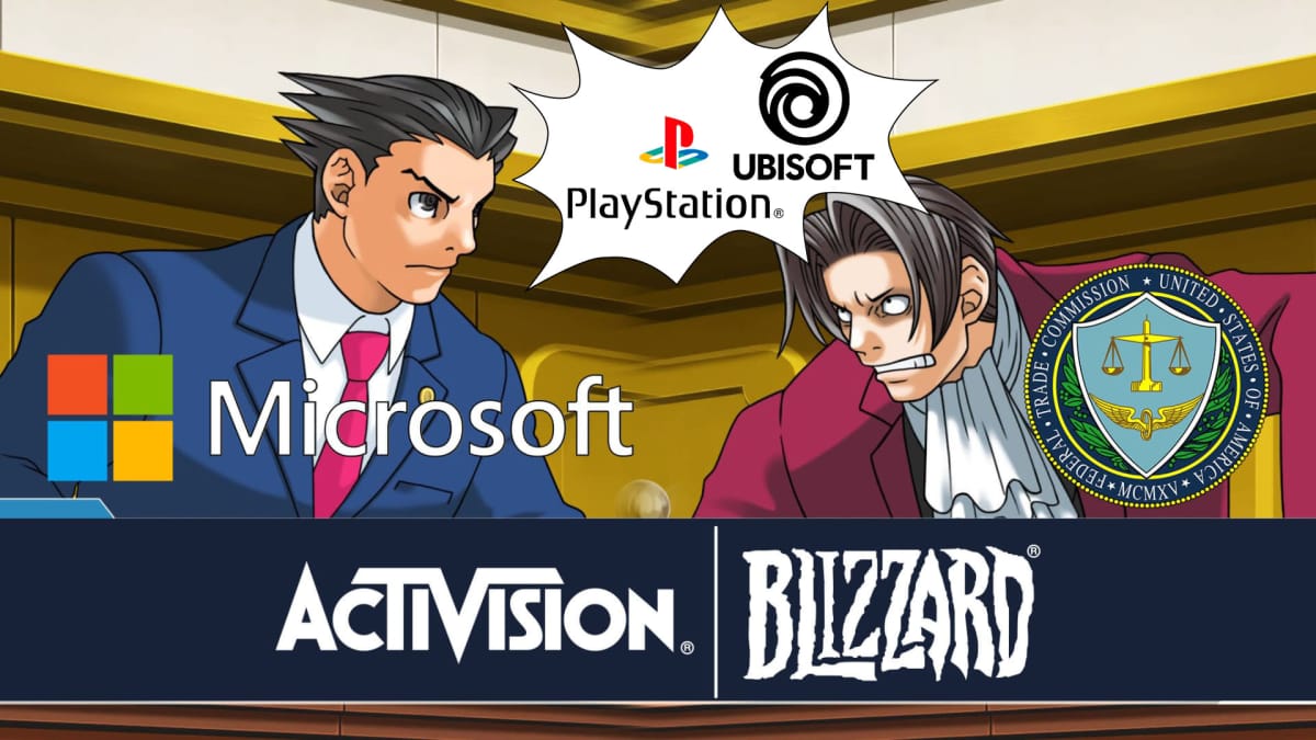 Parody of Microsoft and FTC arguing about Sony and Ubisoft using Ace Attorney characters