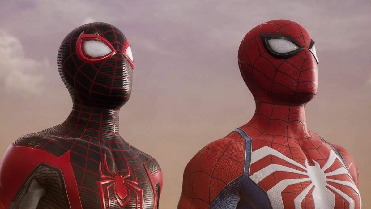 Miles and Peter together at the start of Marvel's Spider-Man 2