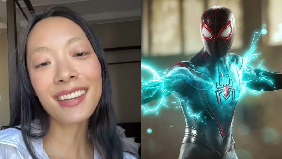 A picture of Rina Sawayama next to a picture of Spider-Man from Marvel's Spider-Man 2