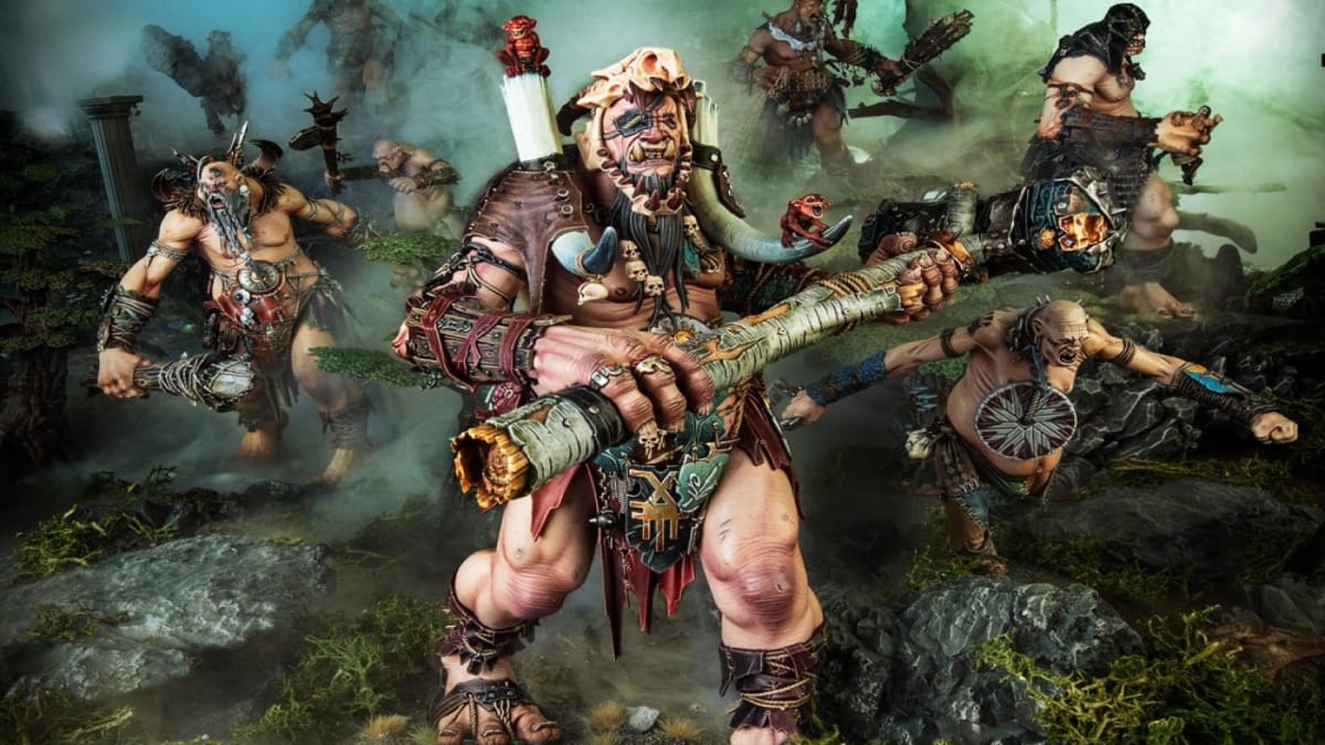 A screenshot of an army of ogres as part of the Warhammer: Age of Sigmar Armies of Renown.