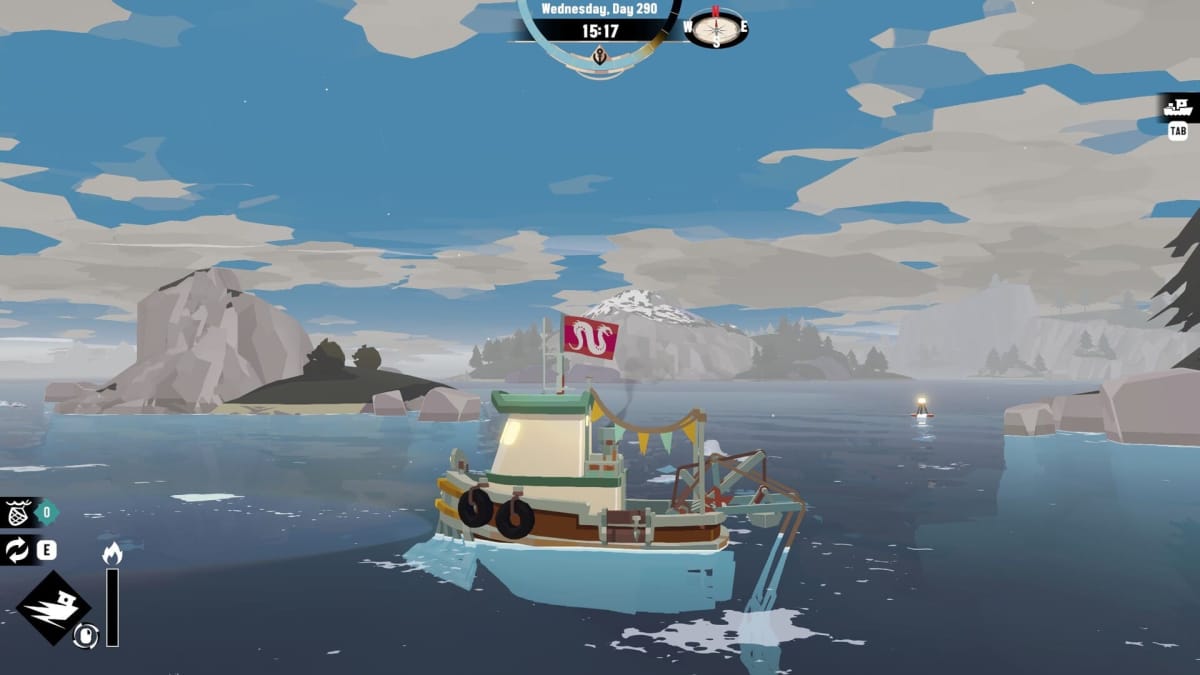 Image of the boat in Dredge with the Serpent Flag