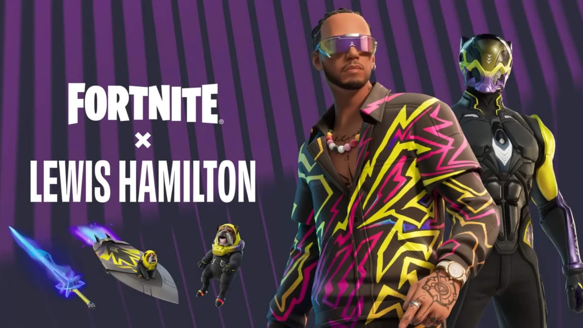 The new Lewis Hamilton skins and extras in the latest Fortnite Icon Series addition