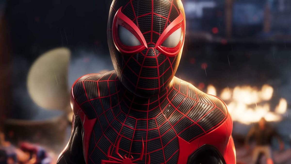 A close up of Miles Morales as Spider-Man in Marvel's Spider-Man 2, which was October's best-selling game according to Circana sales data for October