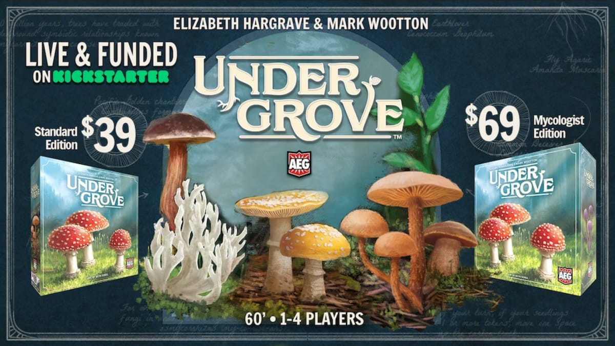 The banner for the Kickstarter project of the board game, Undergrove.