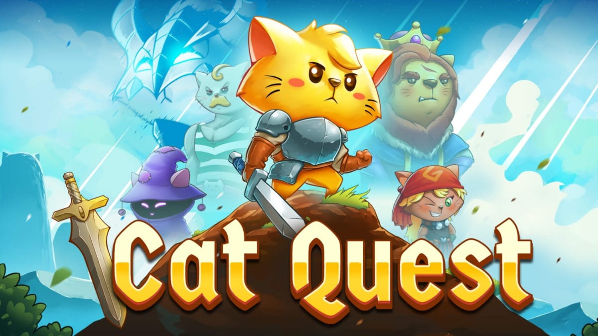 Artwork for the free Epic Games Store game Cat Quest, which shows an intrepid adventurer cat