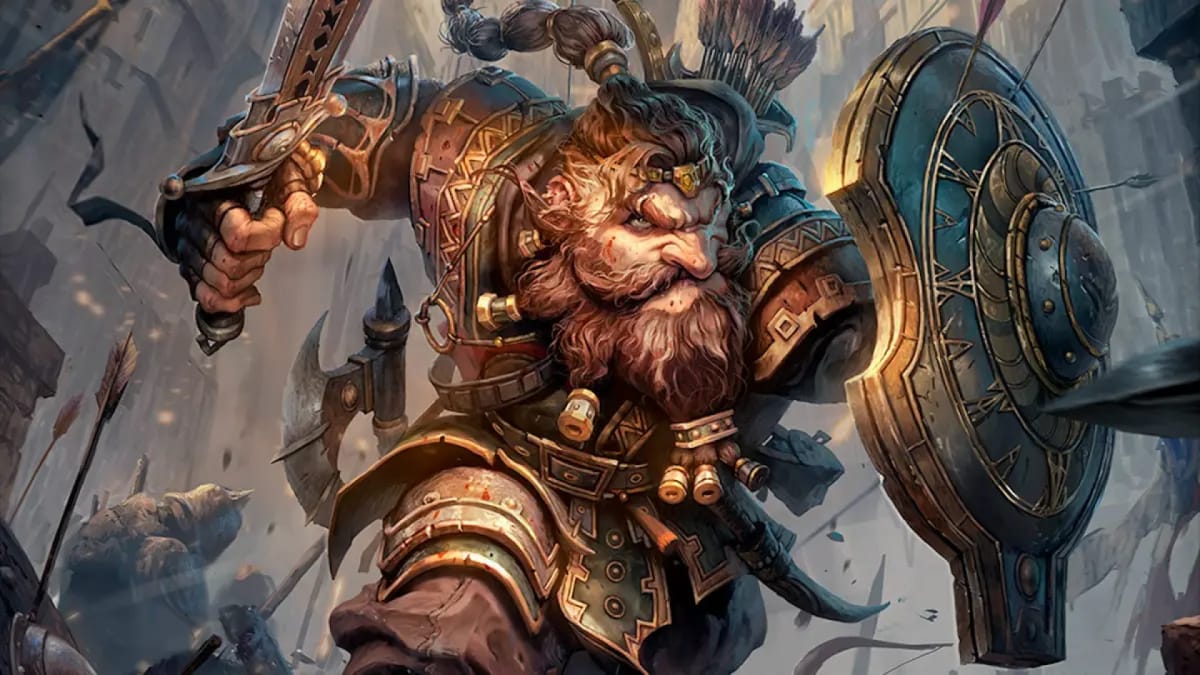 Artwork of a Dwarf warrior in armor from the 2024 Core Rulebook of Dungeons & Dragons