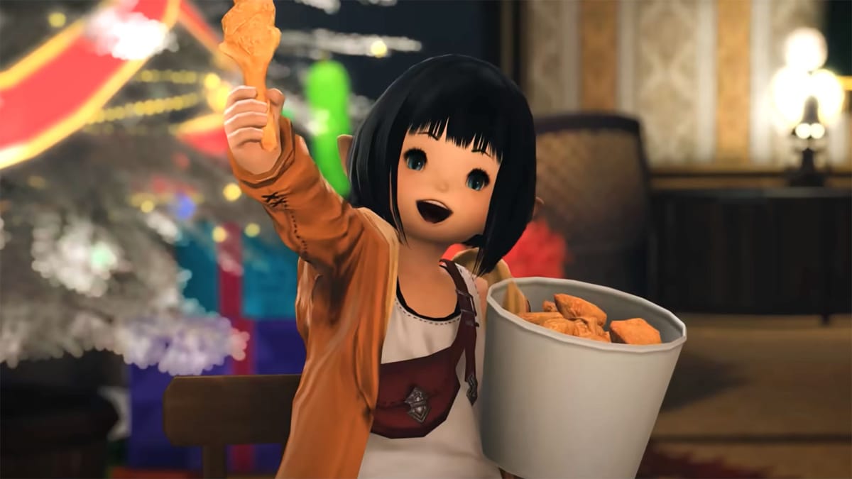 The protagonist of Final Fantasy XIV's Christmas short "Eorzea of the Dead"