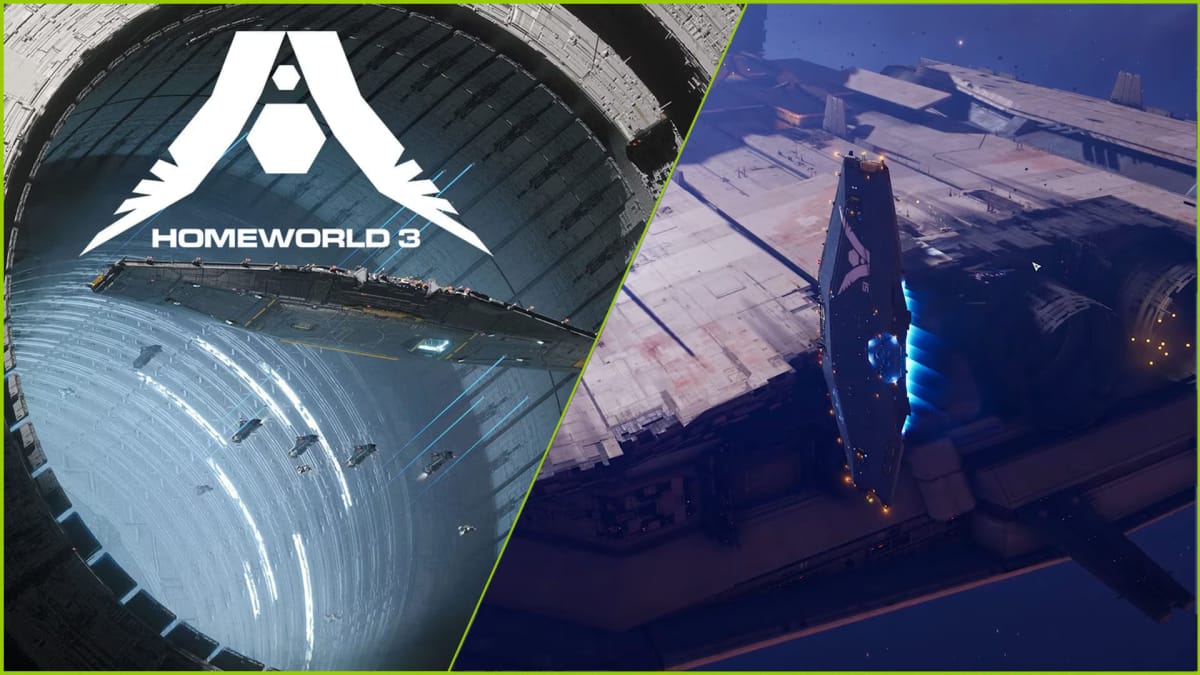 Homeworld 3 Art, Logo, and Screenshot showing Starships