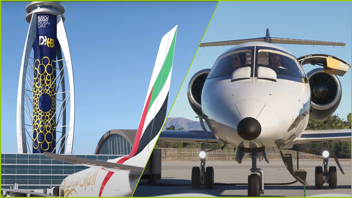 Microsoft Flight Simulator Dubai Airport and Learjet 35