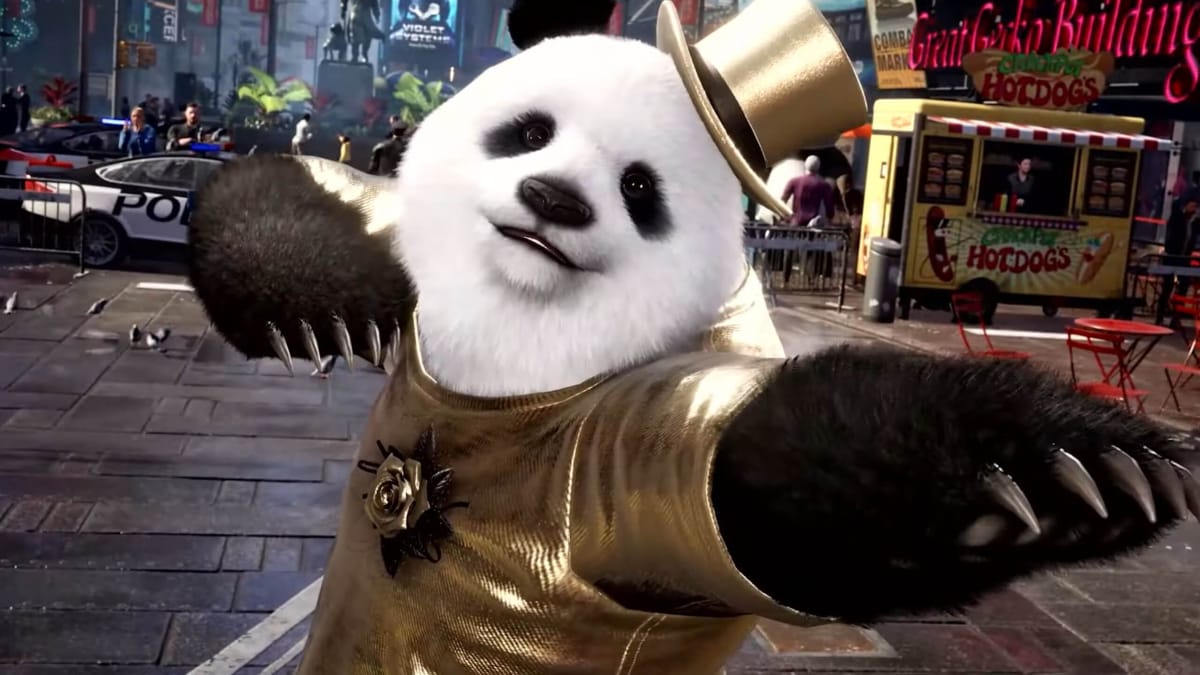 Panda posing in her gold suit in the Tekken 8 Ultimate Edition