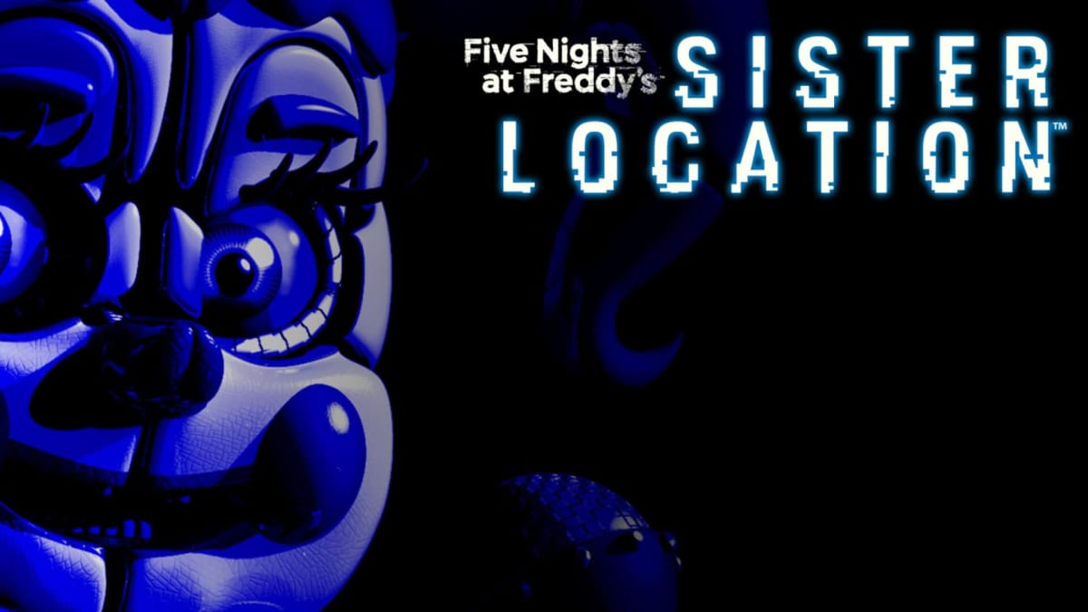 Artwork depicting a creepy animatronic and the text Five Nights at Freddy's: Sister Location