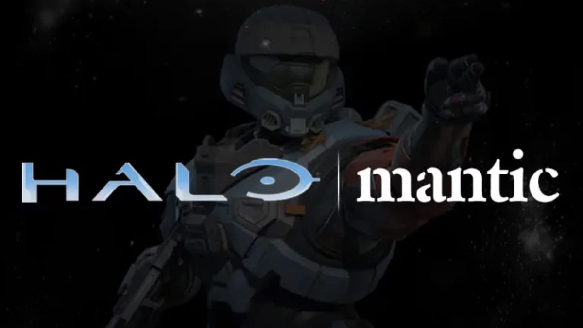 The Halo miniatures game announcement image, showing the Halo logo alongside Mantic Games' logo.