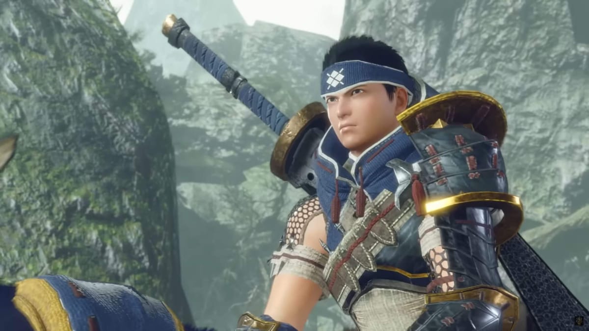 The player character in the Monster Hunter Rise trailer, intended to represent the fact that more Monster Hunter Wilds news is coming in summer